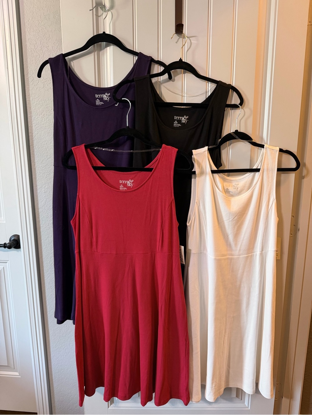 Terra & Sky dresses in White, Red, Black, Purple